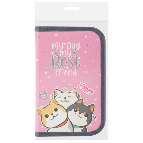 Пенал ПИФАГОР, 1 отделение, ламинированный картон, 19х11 см, "Best team", 272240