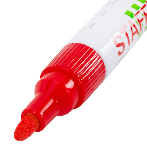 Маркер-краска лаковый (paint marker) 2-4 мм, КРАСНЫЙ, НИТРО-ОСНОВА, STAFF PROFIT, для любых поверхностей, 152582