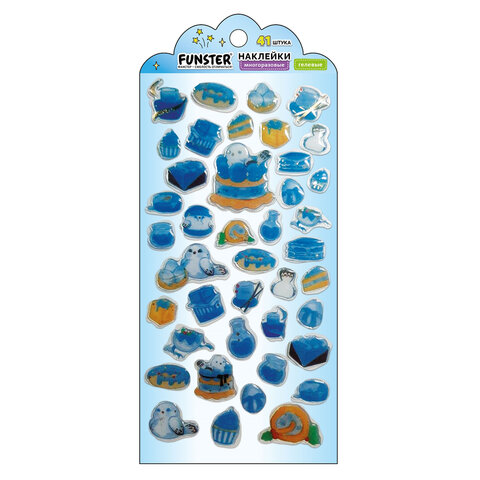 Наклейки гелевые "Аппетитное ассорти", 17,5х9 см, ассорти 6 видов, FUNSTER (ФАНСТЕР), 666083