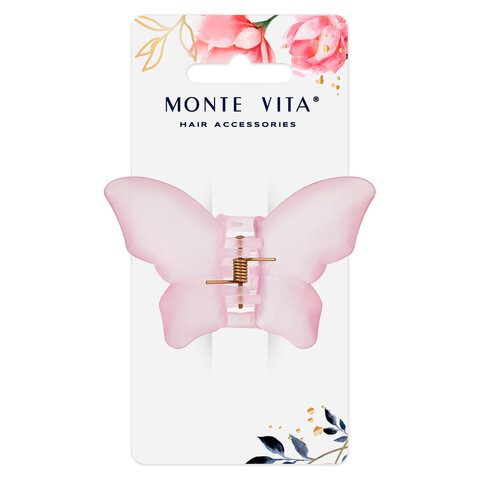Краб для волос 8,5 см, матовый, розовый, MONTE VITA (МОНТЕ ВИТА), 457015