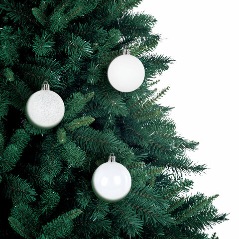 Шары ёлочные 6 шт., 6 см, "Trio", пластик, БЕЛЫЕ (глянец, матовый, глиттер), ЗОЛОТАЯ СКАЗКА, 592159