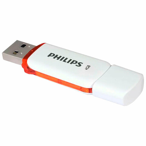 Флеш-диск 4 GB PHILIPS SNOW, разъем USB 2.0, оранжевый, FM04FD70B/97