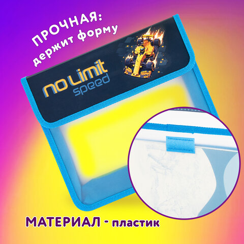 Папка для тетрадей ЮНЛАНДИЯ А5, пластик, 2 отделения, клапан на липучке, "No limit", 273334