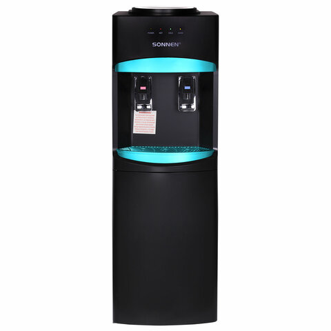 Кулер для воды SONNEN FSC-02W TURBO напольный, ТУРБОНАГРЕВ/ОХЛАЖДЕНИЕ КОМПРЕССОРНОЕ, шкаф, 2 крана, черный, 456171