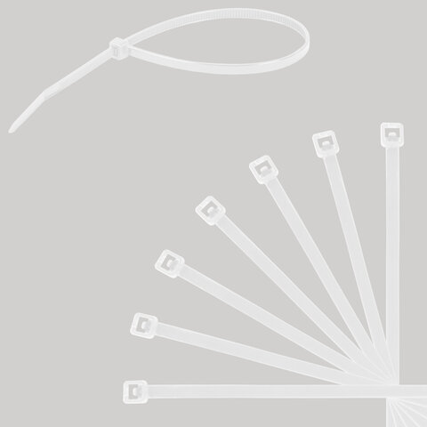 Стяжки (хомуты) нейлоновые сверхпрочные НАБОР 150 шт. (2,5х100/150 мм; 3,6х200 мм), белые, SONNEN, 607927