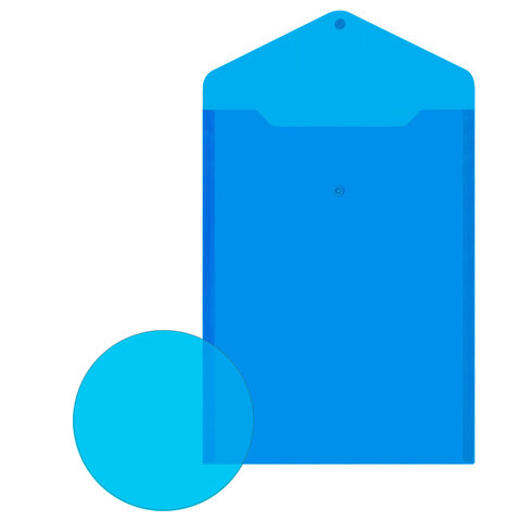 Папка-конверт с кнопкой прозрачная А4 BRAUBERG UNIVERSAL, вертикальная, синяя, 0,15 мм, 273076