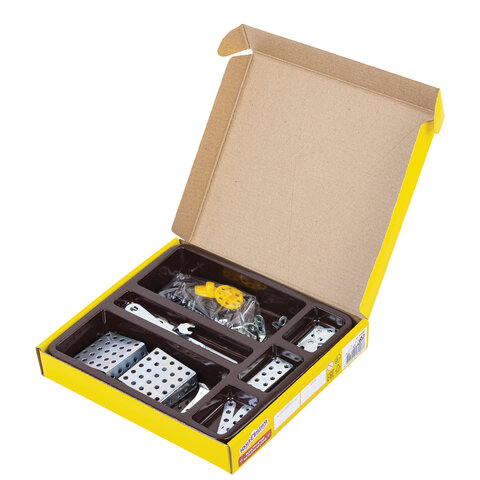 Конструктор металлический ЮНЛАНДИЯ "Для уроков труда №4", развивающий, 130 элементов, 104682