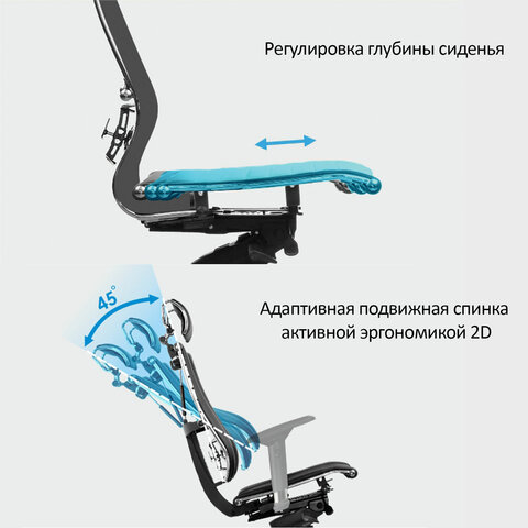 Кресло МЕТТА "Move" B2-10D, 2D-спинка, 3D-подголовник, 4D-подлокотники, экокожа, черное