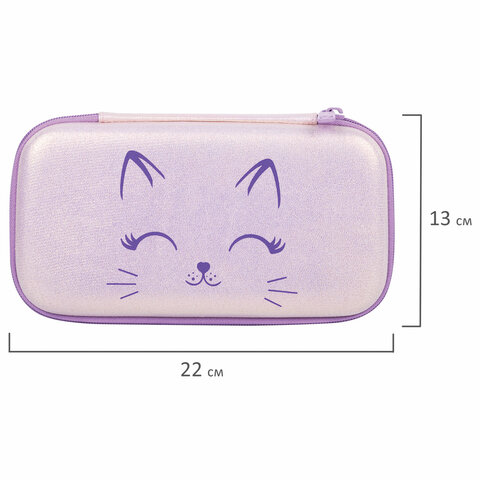 Пенал BRAUBERG SHINY, 1 отделение, 1 откидная планка, ЭВА, 22х13х4 см, "Счастливый кот", 271554