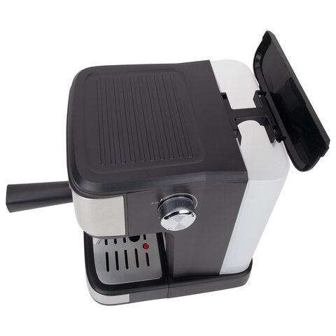 Кофеварка рожковая ручной капучинатор SONNEN CM8501, 1100 Вт, 1,5 л, 15 бар, черная/серебро, 456335