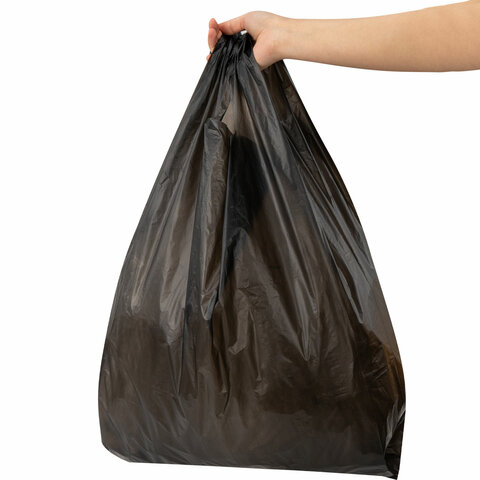 Пакет "майка" КОМПЛЕКТ 50 штук, 40+18х70, ПНД черный 25 мкм, LAIMA, 700792