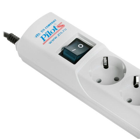 Сетевой фильтр PILOT "S", 5 компьютерных розеток + 1 бытовая розетка, 1,8 м, белый