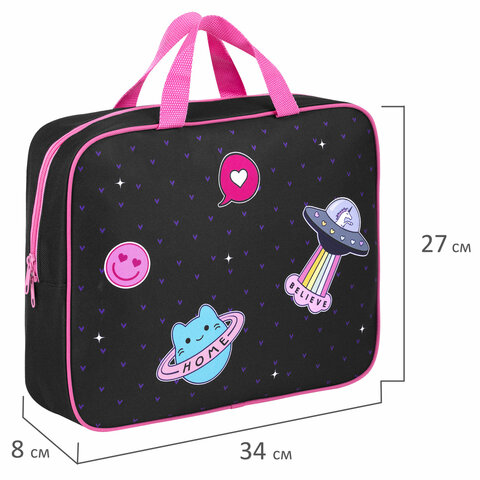 Папка на молнии с ручками BRAUBERG А4, 1 отделение, полиэстер, 80 мм, "Space sweets", 272175