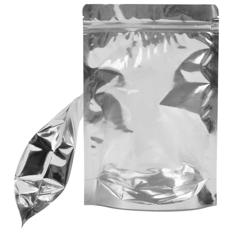 Пакеты дой-пак с замком ZIP LOCK, металлизированная + прозрачная стенка, 160х240 + 40 мм, КОМПЛЕКТ 100 штук, 70 мкм, BRAUBERG, 700685