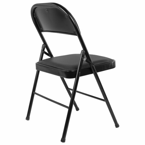 Стул складной BRABIX "Golf Plus CF-003 Комфорт", черный каркас, кожзам черный, 531566