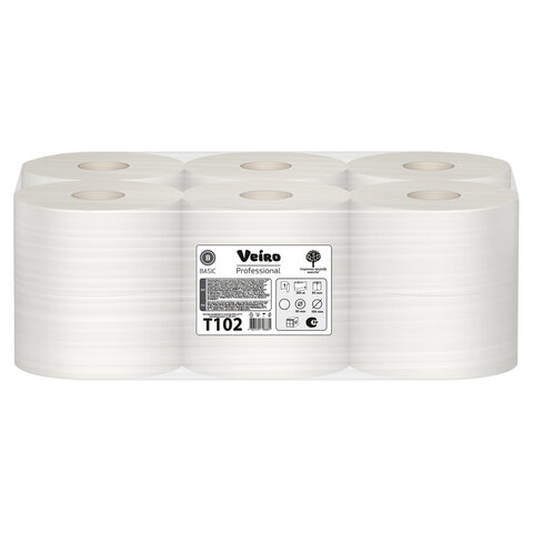 Бумага туалетная 200 м, VEIRO Professional (Система T2), КОМПЛЕКТ 12 шт., Basic, T102