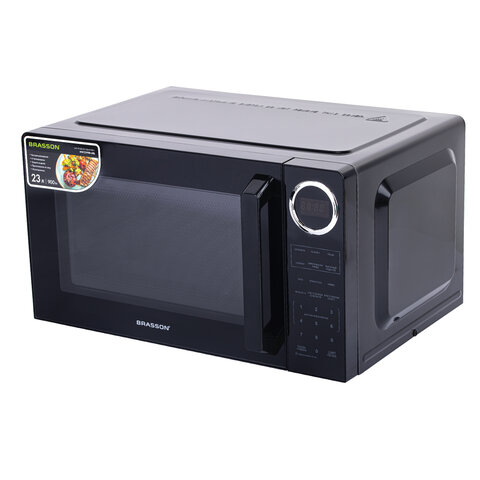Микроволновая печь BRASSON (БРАССОН) MW2390D-6BL, 23 л, 900 Вт, сенсорное управление, дисплей, таймер, 6 АВТОПРОГРАММ, черная, 454980