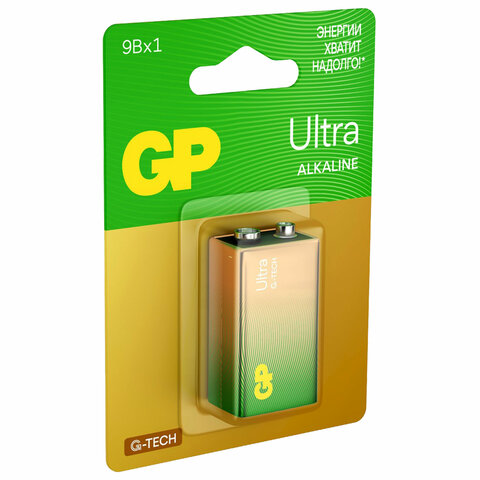 Батарейка 1 шт., GP Ultra G-Tech, Крона (6LR61, 6LF22, 1604A), алкалиновая, блистер, 1604AU-5CR1