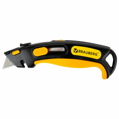 Нож универсальный мощный, BRAUBERG METALLIC PRO, автофиксатор, функция автовозврата, 238737