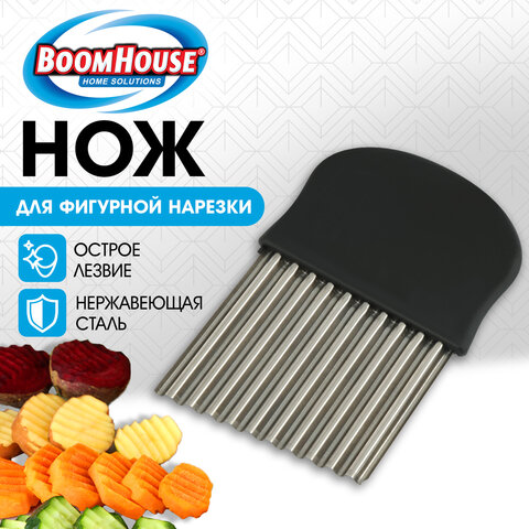 Нож для фигурной нарезки, 13,5 см, нержавеющая сталь, черный, BOOMHOUSE (БУМХАУС), 702096