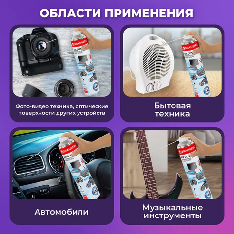 Баллон со сжатым воздухом BRAUBERG ДЛЯ ОЧИСТКИ ТЕХНИКИ, 800 мл, 513691