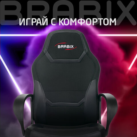 Кресло компьютерное BRABIX "Alpha GM-018", ткань/экокожа, черное, 532636, GM-018_532636