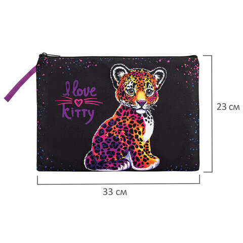 Папка для тетрадей BRAUBERG А4, 1 отделение, полиэстер, на молнии, с ручкой, "Leopard", 272170