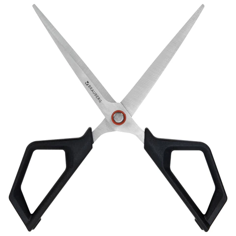 Ножницы BRAUBERG "Super black" 170 мм, черные, 3-сторонняя заточка, ручки из ABS-пластика, 238854