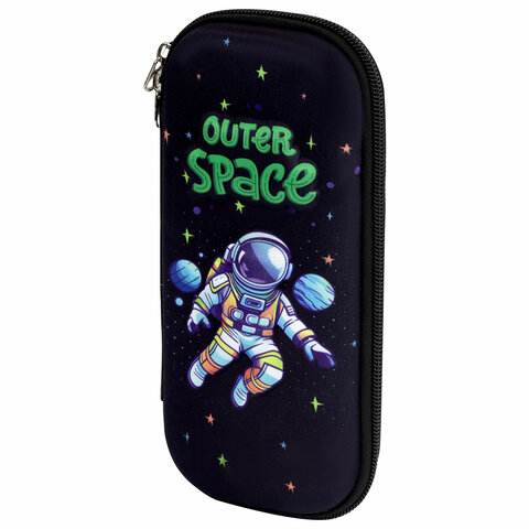Пенал ЮНЛАНДИЯ, 1 отделение, карман, полиэстер/EVA, 22х10х5 см, "Outer space", 273192