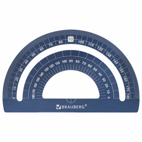 Набор чертежный металлический BRAUBERG (линейка 15 см, 2 треугольника, транспортир), 210816