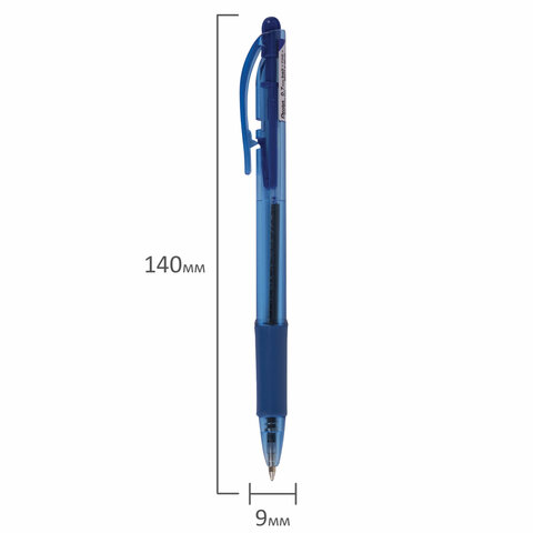 Ручка шариковая масляная автоматическая с грипом PENTEL (Япония) "Fine Line", СИНЯЯ, линия письма 0,27 мм, BK417-CN