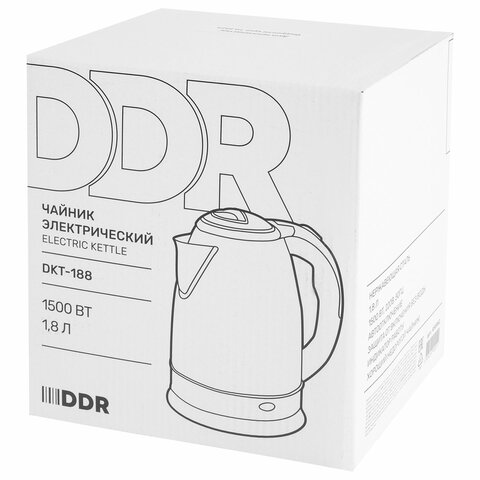 Чайник 1,8 литра, 1500 Вт, закрытый элемент, нержавеющая сталь, DDR (ДДР) DKT-188, 456982
