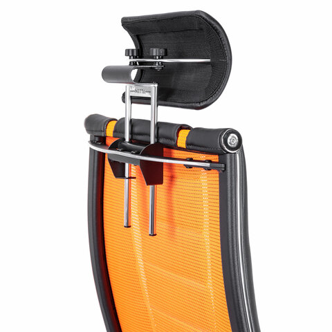 Кресло компьютерное МЕТТА "ErgoLife" 10 B2-160D, 2D-подголовник, экокожа/сетка, черное/оранжевое