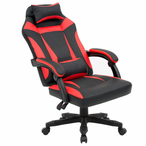 Кресло компьютерное CROMEX (КРОМЕКС) "Start GM-105", две подушки, экокожа, черное/красное, 532957