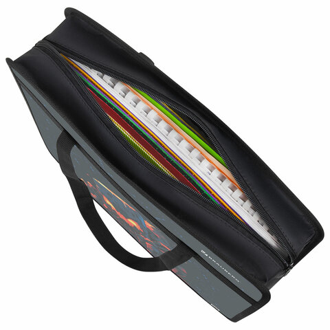 Папка на молнии с ручками BRAUBERG А4, 1 отделение, пластик, 80 мм, "Fire spider", 273374