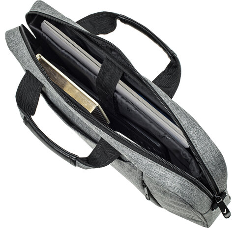 Сумка портфель BRAUBERG OFFICE с отделением для ноутбука 17,3", светло-серый меланж, 34х44х6 см, 272613