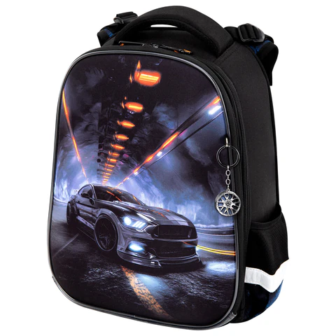 Ранец BRAUBERG ORIGINAL, 2 отделения, с брелком, "Tunnel car", 38х29х16 см, 274406
