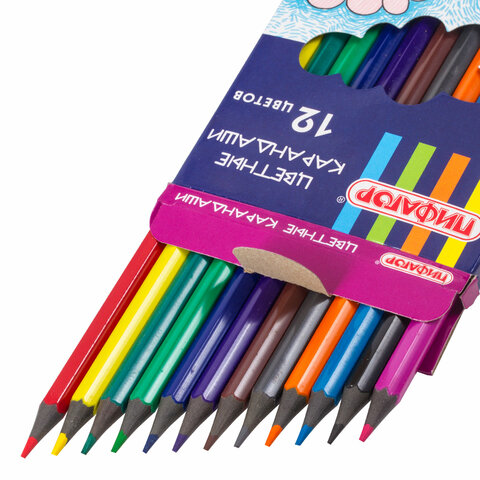 Карандаши цветные ПИФАГОР "СКАЗОЧНЫЙ ГОРОД", 12 цветов, шестигранные, 181583