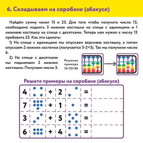 Счеты Абакус (соробан) белые ЮНЛАНДИЯ "Ментальная арифметика", 13 разрядов, кнопка обнуления, 106238