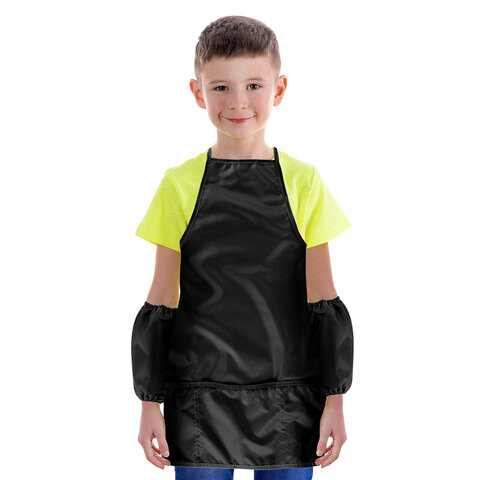 Фартук с нарукавниками для уроков труда ПИФАГОР, 3 кармана, увеличенный размер, 45x60 см, черный, 273747