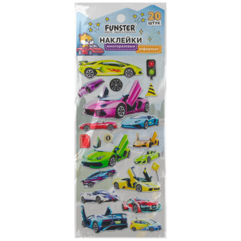 Наклейки зефирные "Для мальчиков", 19х9,5 см, ассорти 8 видов, FUNSTER (ФАНСТЕР), 666090