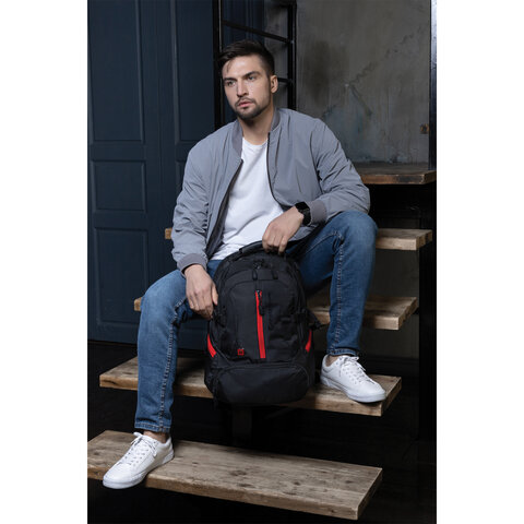 Рюкзак GERMANIUM "S-03" универсальный, с отделением для ноутбука, увеличенный объем, черный, 46х32х26 см, 226949