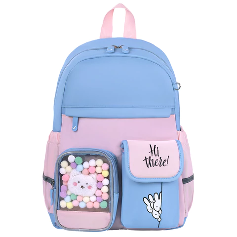Рюкзак BRAUBERG PASTEL с термонашивками в комплекте, "Friendly bunnies", голубой, 40х29х14 см, 271423