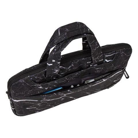 Сумка портфель BRAUBERG STYLE с отделением для ноутбука 13-14", 3 кармана, "Marble", черная, 26х36х3 см, 270835