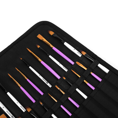 Пенал-скрутка органайзер для кистей и инструментов, 16 ячеек, черный, BRAUBERG ART DEBUT, 272992