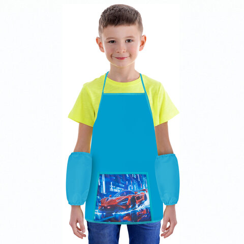 Фартук с нарукавниками для уроков труда ПИФАГОР, 1 карман, 46х54 см, "Speed rusher", 273626