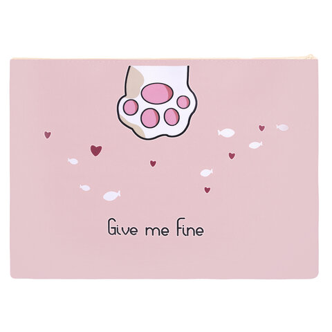 Папка для тетрадей ПИФАГОР А4, 1 отделение, ПВХ, на молнии, ассорти, "Pawesome", 32x23 см, 273829