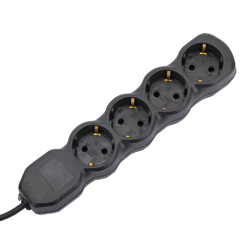 Удлинитель У10-004 4 розетки, с заземлением, 10 А, 3 м, черный, 6882