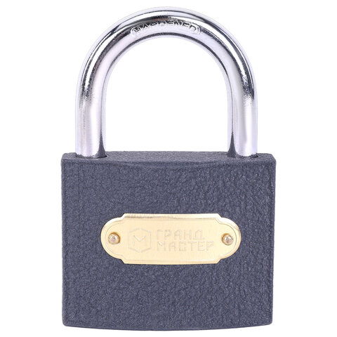Замок навесной чугунный "Стандарт", ширина 63 мм, английский, 3 ключа, ГРАНДМАСТЕР, 671293