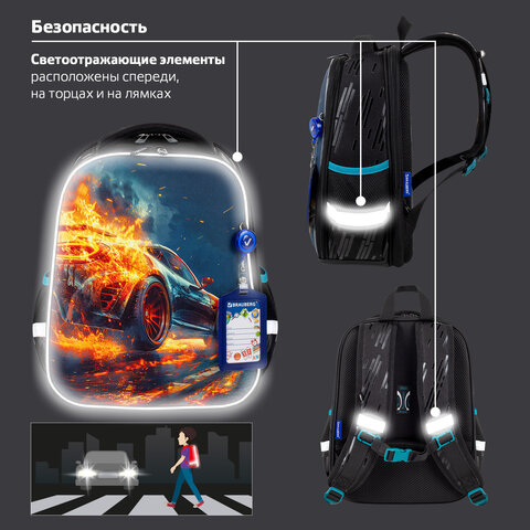 Ранец BRAUBERG FIT, 2 отделения, Speed increase, 38х27х14 см, 273109